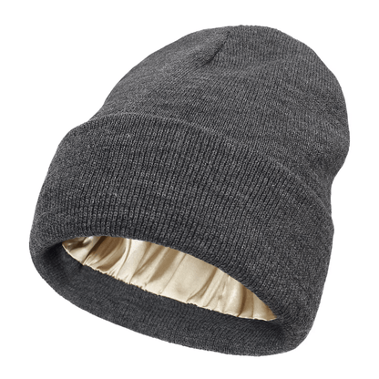 storm grey satin-lined beanie